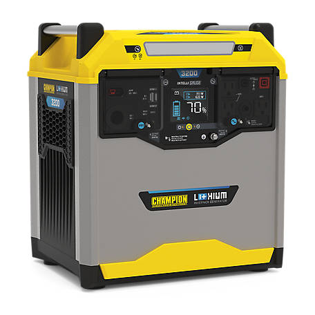Champion Power Equipment 3276-Wh 3200/1600-Watt Lithium-Ion Solar Generator Portable Power Station Backup Battery