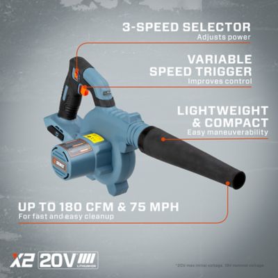 Image showing  180 MPH/75 CFM 20V Max Cordless Handheld Jobsite Blower, Battery and Charger Not Included