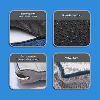 Image showing  Velvet Trim Wedge Mattress Pet Bed, 35 in. x 25 in.