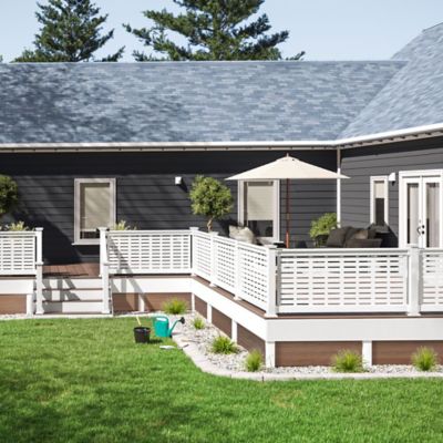 Image showing  6 ft. x 36 in. T-Top White Vinyl Rail for Decorative Screen Panel Infill