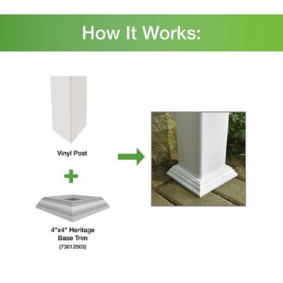 Image showing  4 in. x 4 in. Heritage Vinyl Fence Base Trim, White
