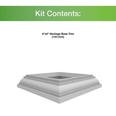 Image showing 5 th Barrette Outdoor Living 4 in. x 4 in. Heritage Vinyl Fence Base Trim, White