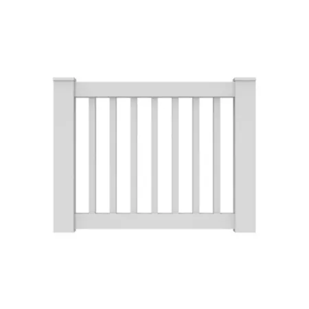 Barrette Outdoor Living Select 36" High White Rail Gate Kit with Square Balusters Fence Post Braces & Accessories