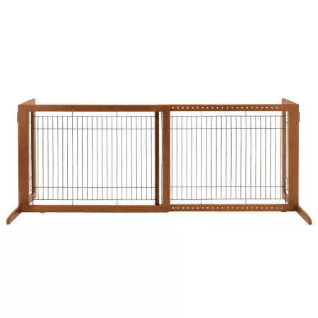 Richell 27.6 in 39.4 in - 70.9 in Width Freestanding Wooden Pet Gate Pet Gates