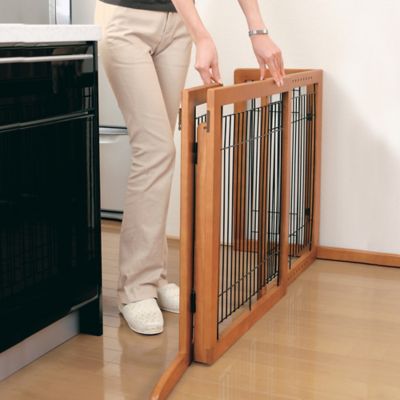 Image showing  27.6 in. Freestanding Wooden Pet Gate, 39.4 in. to 70.9 in. W