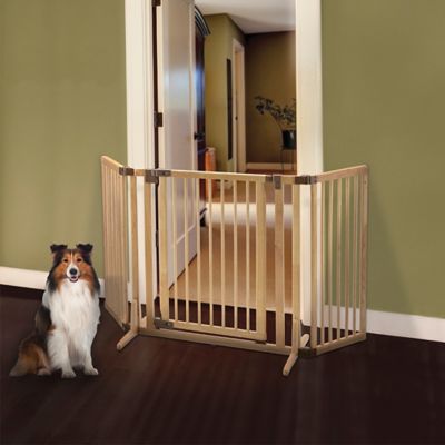 Richell Wooden Premium Plus Pet Gate, Natural Brown