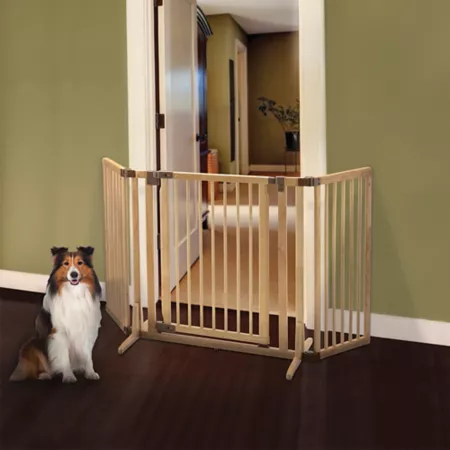 Richell Premium Plus Wooden Pet Gate Natural Brown Pet Gates