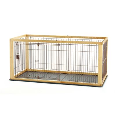 Richell Expandable 2-Door Wooden Pet Crate, Medium, Natural