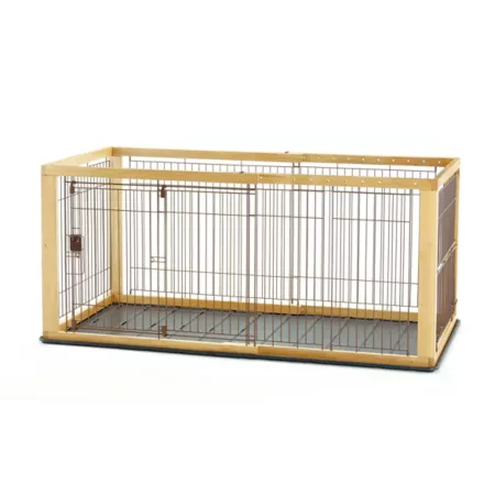 Richell 2-Door Expandable Wooden Pet Crate Medium Natural Furniture Style Crates