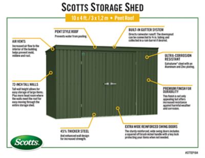 Image showing 6 th Scotts 10 x 4ft. Garden Storage Shed