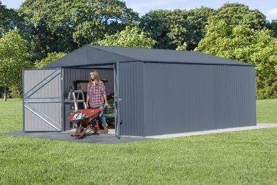 Image showing  14 ft. x 16 ft. Elite Steel Storage Shed, Anthracite Elite Steel Storage Shed
