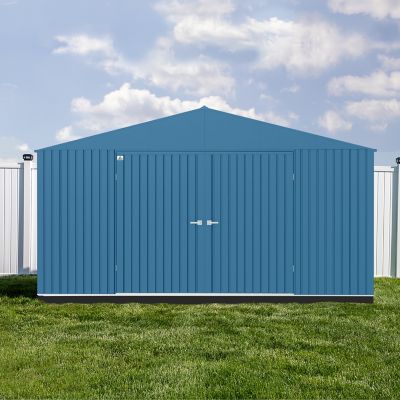 Image showing  14 ft. x 14 ft. Elite Steel Storage Shed, Blue Grey Elite Steel Storage Shed