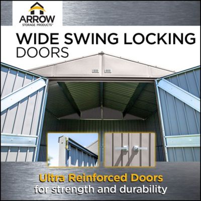 Image showing 9 th Arrow 14 ft. x 12 ft. Elite Steel Storage Shed, Blue Grey