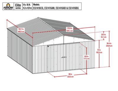 Image showing  14 ft. x 16 ft. Elite Steel Storage Shed, Blue Grey Elite Steel Storage Shed