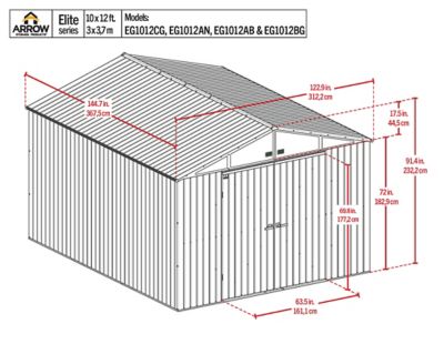 Image showing  10 ft. x 12 ft. Elite Steel Storage Shed, Cool Grey Elite Steel Storage Shed