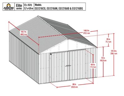 Image showing  12 ft. x 16 ft. Elite Steel Storage Shed, Anthracite Elite Steel Storage Shed