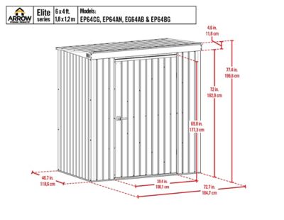 Image showing  6 ft. x 4 ft. Elite Steel Storage Shed, Galvalume