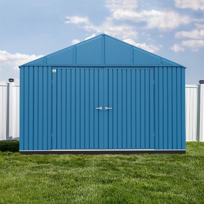 Image showing  12 ft. x 16 ft. Elite Steel Storage Shed, Blue Grey