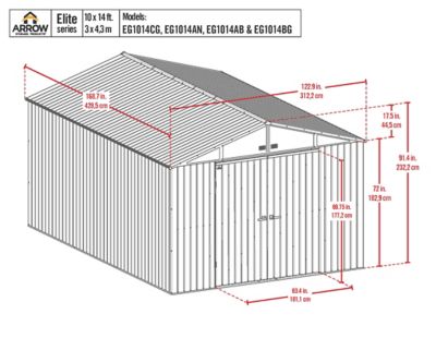Image showing  10 ft. x 14 ft. Elite Steel Storage Shed, Anthracite Elite Steel Storage Shed