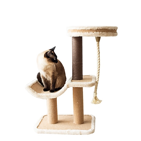 Catry 28 in. 3-Level Cat Tree with Cradle Bed and Sisal Rope