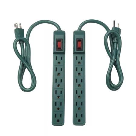 JobSmart 15 Amp 6 Outlet 2.5 Feet Indoor Power Strip with Surge Protection 2 Pack Electrical Outlets & Adapters