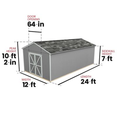 Image showing  12 ft. x 24 ft. Ranch Style Wood Storage Shed for Existing Cement Pad Foundation, Floor System Not Included