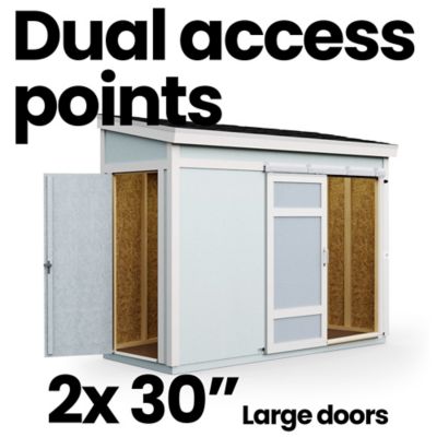 Image showing  10 x 4ft. Lean-To Wood Storage Shed with Barn Door and Side Door Entry