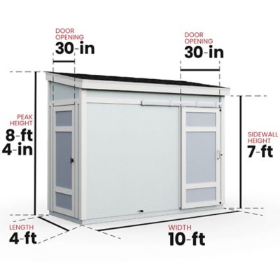Image showing  10 x 4ft. Lean-To Wood Storage Shed with Barn Door and Side Door Entry