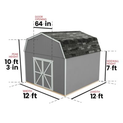 Image showing  12 x 12ft. Barn Style Wood Storage Shed for Existing Cement Pad Foundation, Floor System Not Included