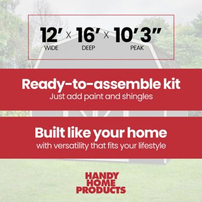 Image showing  12 ft. x 16 ft. Barn Style Wood Storage Shed for Existing Cement Pad Foundation, Floor System Not Included