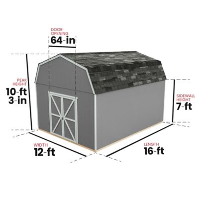 Image showing  12 ft. x 16 ft. Barn Style Wood Storage Shed for Existing Cement Pad Foundation, Floor System Not Included