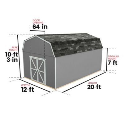Image showing  12 ft. x 20 ft. Barn Style Wood Storage Shed for Existing Cement Pad Foundation, Floor System Not Included