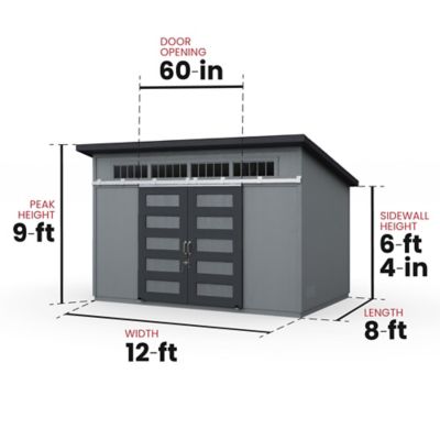 Image showing  12 ft. x 8 ft. Designer Lean-To Building with Barn Door and Windows