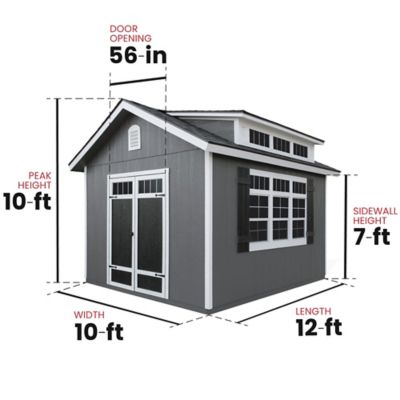 Image showing  12 ft. x 10 ft. Wood Shed with Premium Dormer Window Package and Complete Floor System