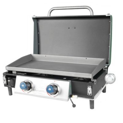 Image showing  2-Burner Portable Propane Gas Flat Top Griddle with Lid, 318 sq. in., Black