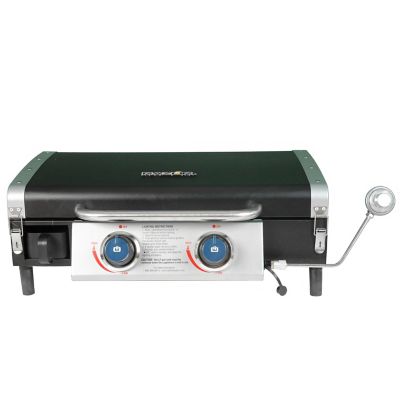 Image showing  2-Burner Portable Propane Gas Flat Top Griddle with Lid, 318 sq. in., Black
