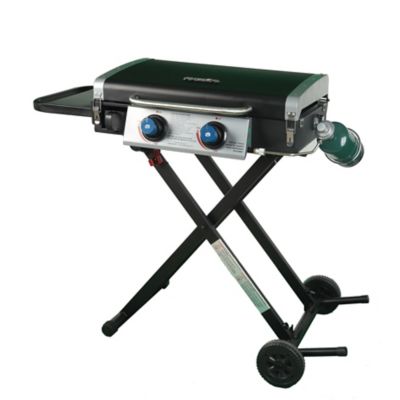 Image showing  2-Burner Portable Propane Gas Cart Flat Top Griddle with Lid, 318 sq. in., Black