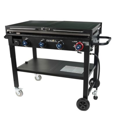 Image showing  4-Burner Propane Gas Flat Top Griddle with Folding Shelves, 675 sq. in., Black