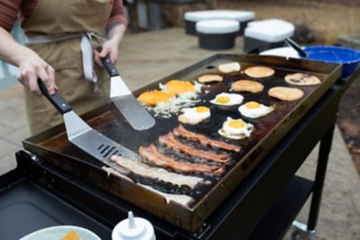 Image showing 9 th Razor 4-Burner Propane Gas Flat Top Griddle with Folding Shelves, 675 sq. in., Black