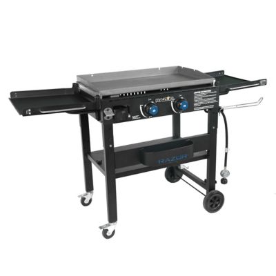Razor 2 Burner Griddle with Foldable Side Shelves with Included Condiment Tray and Wind Guards, GGC2225M