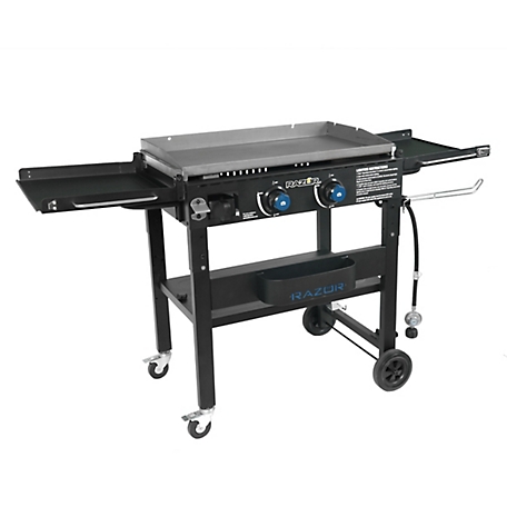 Razor 2 Burner Griddle with Foldable Side Shelves with Included Condiment Tray and Wind Guards, GGC2225M