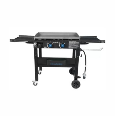 Image showing 6 th Razor 2-Burner Propane Gas Flat Top Griddle with Side Shelves, Condiment Tray and Wind Guards, 450 sq. in., Black