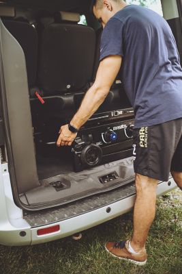 Image showing 14 th Razor 2-Burner Propane Gas Flat Top Griddle with Side Shelves, Condiment Tray and Wind Guards, 450 sq. in., Black