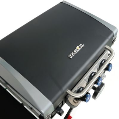 Image showing  3-Burner Propane Gas Cart Flat Top Griddle with Side Shelf and Lid, 400 sq. in., Black