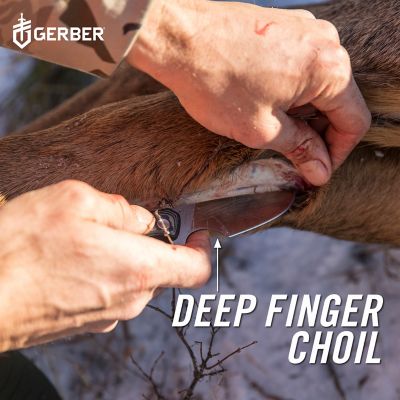 Image showing  Downwind Caper Green Plain Edge Drop Point Fixed Blade Knife with Waxed Canvas Sheath