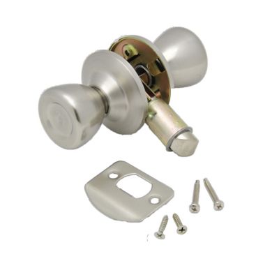 AP Products Knob Type Entry Door Keyless Handle, Used as Either 3/8 In. or 2-3/4 In. Backset, Stainless Steel Finish, 013-203SS