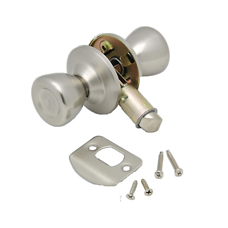 AP Products Knob Type Entry Door Keyless Handle, Used as Either 3/8 In. or 2-3/4 In. Backset, Stainless Steel Finish, 013-203SS