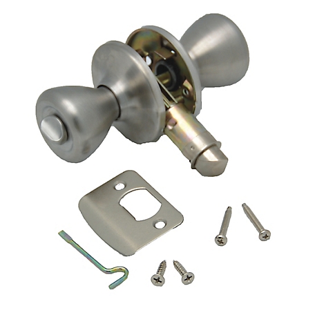 AP Products Knob Type Entry Door Lock with Stainless Steel Finish, Used as either 2-3/8 Inch or 2-3/4 Inch Backset, 013-202SS