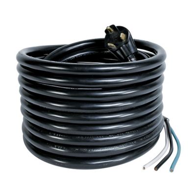 Image showing  30A Power Supply Cord, 3 Prong Male End and Stripped End For Hard Wiring, 25 ft.