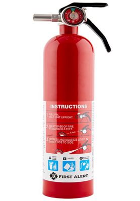 BRK Electronics First Alert Fire Extinguisher, UL Rated 1-A:10-B:C, 2.5 lb. Red Steel Bottle